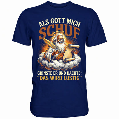 Blaues T-Shirt mit sarkastischem Geburtstags Spruch