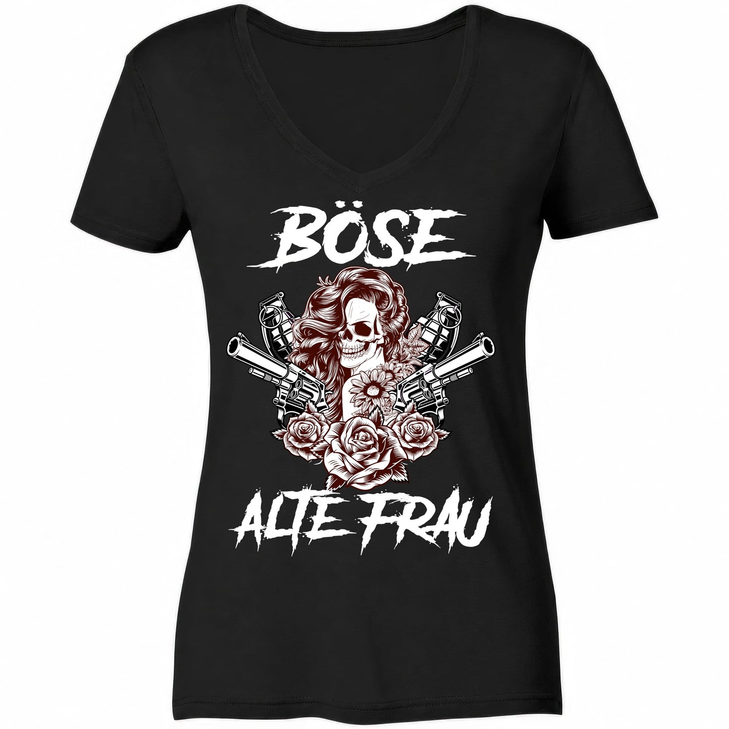 Böse alte Frau - Ladies V-Neck Shirt - Totally Wasted