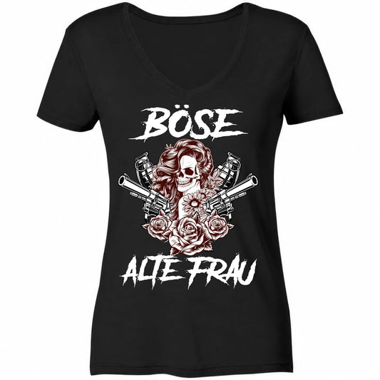 Böse alte Frau - Ladies V-Neck Shirt - Totally Wasted
