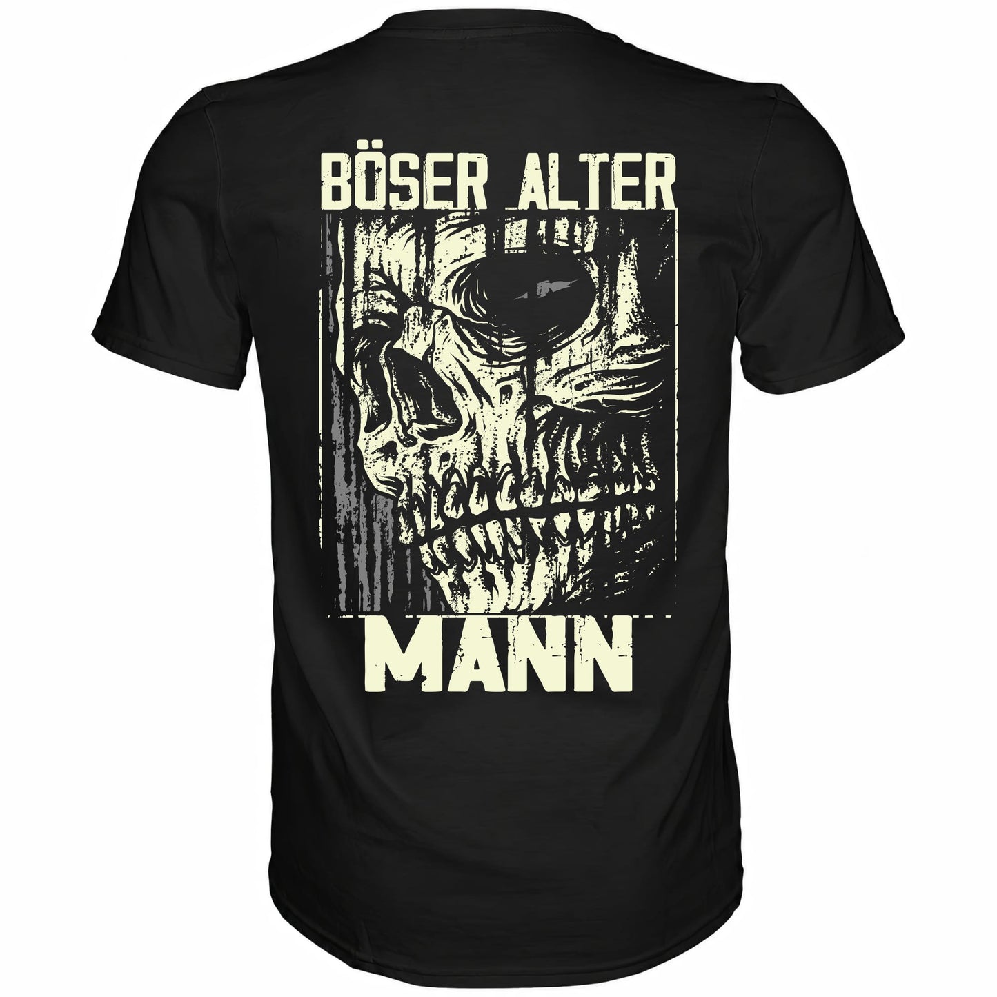 Ein schwarzes Totenkopf Shirt mit dem Spruch Böser alter Mann