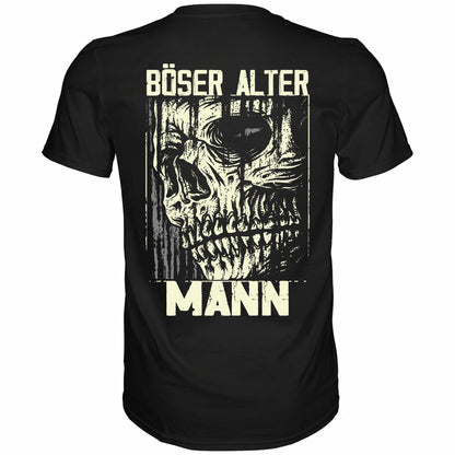 Ein schwarzes Totenkopf Shirt mit dem Spruch Böser alter Mann