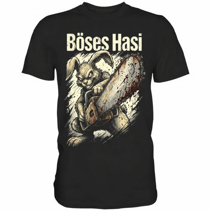 Schwarzes T-Shirt mit sarkastischem Spruch Böses Hasi II