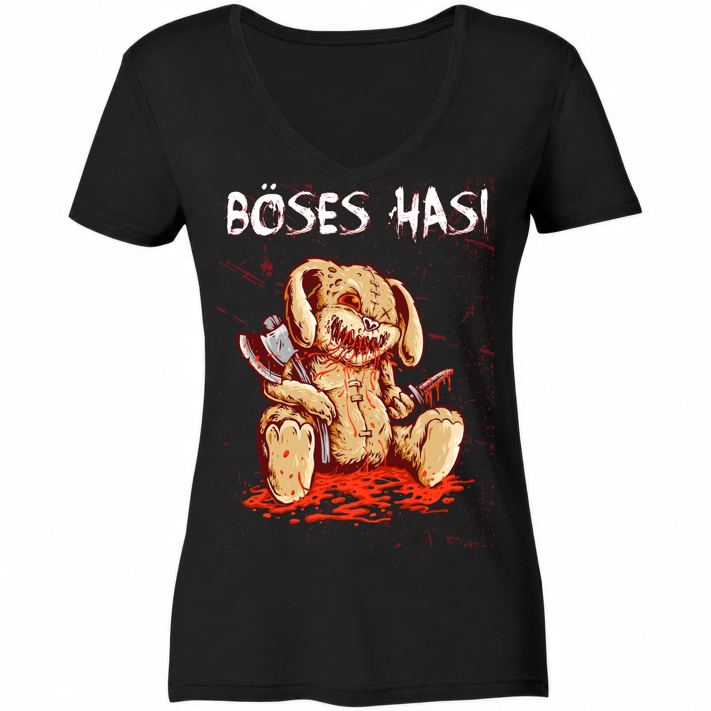 Böses Hasi - Ladies V-Neck Shirt - Totally Wasted