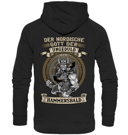 Der nordische Gott der Ungeduld Hammersbald - Backprint Hoodie - Totally Wasted
