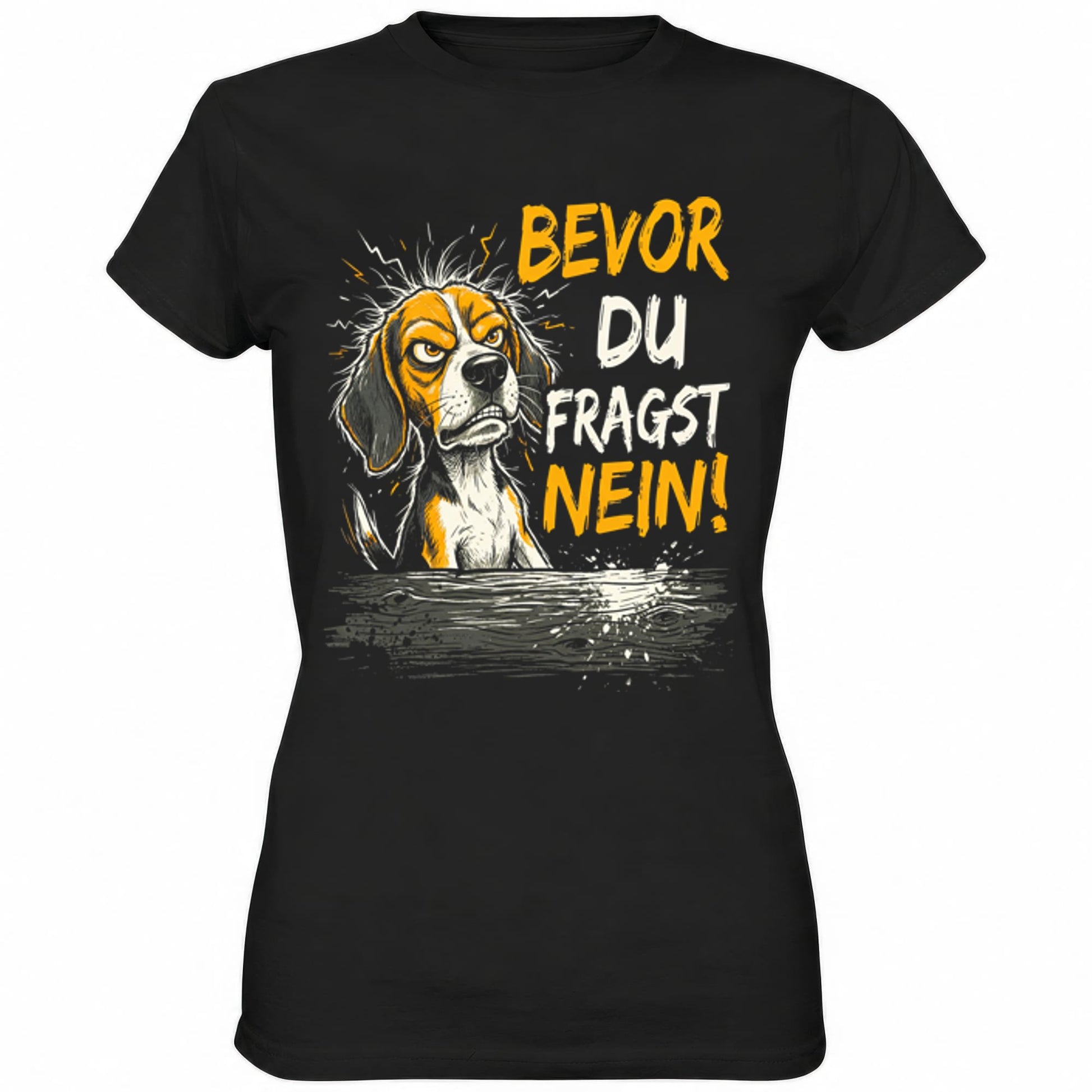 Schwarzes Ladies Shirt mit sarkastischem Spruch Bevor du fragst - Nein