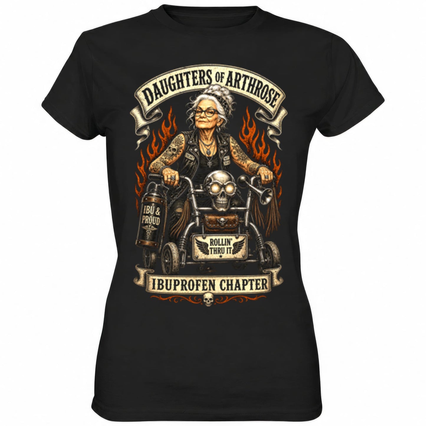 Schwarzes Ladies Shirt mit sarkastischem Spruch Daughters of Arthrose II