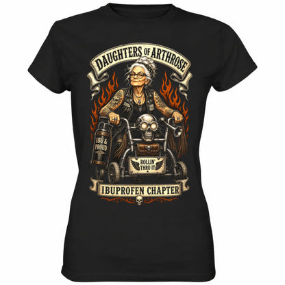 Schwarzes Ladies Shirt mit sarkastischem Spruch Daughters of Arthrose II
