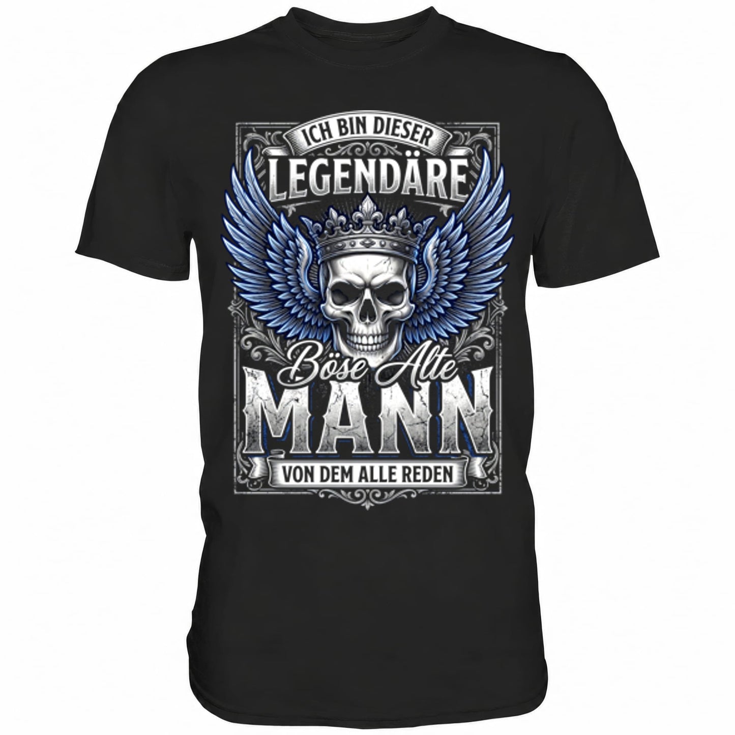 Schwarzes T-Shirt mit sarkastischem Spruch Der legendäre böse alte Mann von dem alle reden