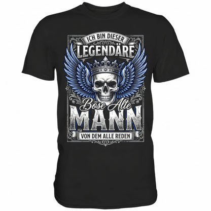 Schwarzes T-Shirt mit sarkastischem Spruch Der legendäre böse alte Mann von dem alle reden