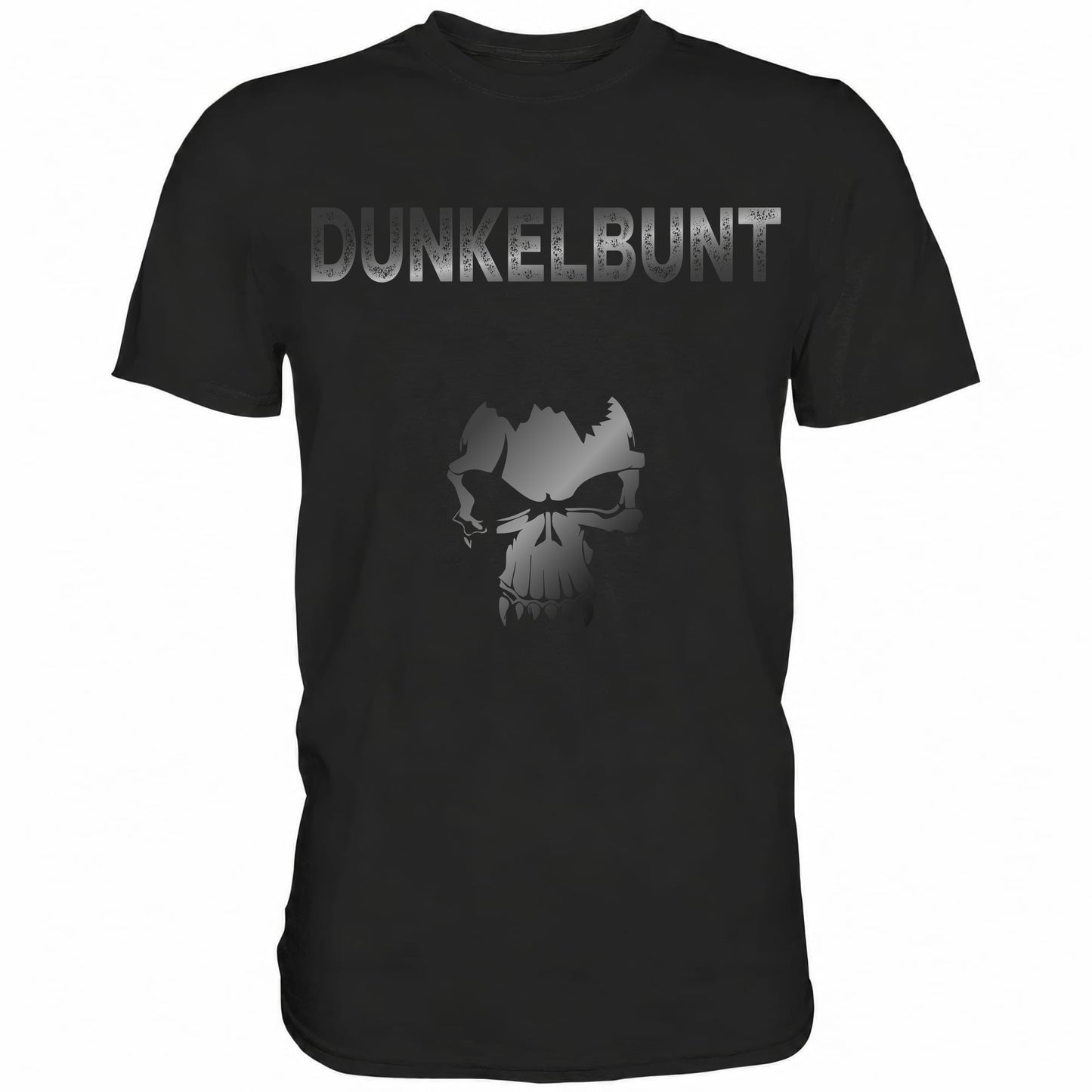 Schwarzes Shirt mit lustigem Totenkopf Spruch Dunkelbunt