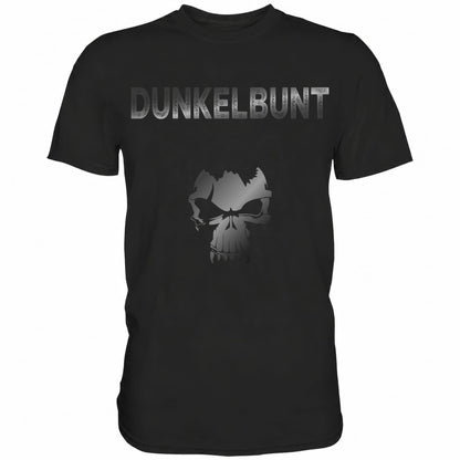 Schwarzes Shirt mit lustigem Totenkopf Spruch Dunkelbunt