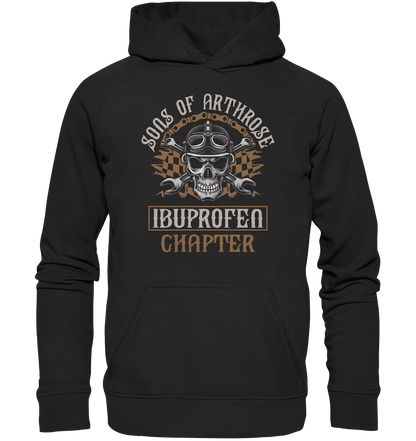 Schwarzer Hoodie mit dem Biker Spruch Sons of Arthrose Ibuprofen Chapter