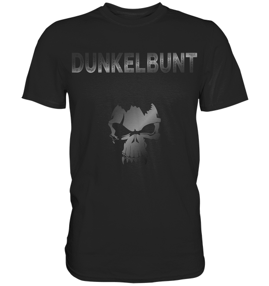 Schwarzes Shirt mit lustigem Totenkopf Spruch Dunkelbunt