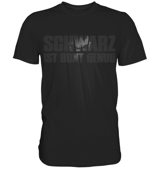 Schwarzes Shirt mit witzigem Totenkopf Spruch Schwarz ist bunt genug