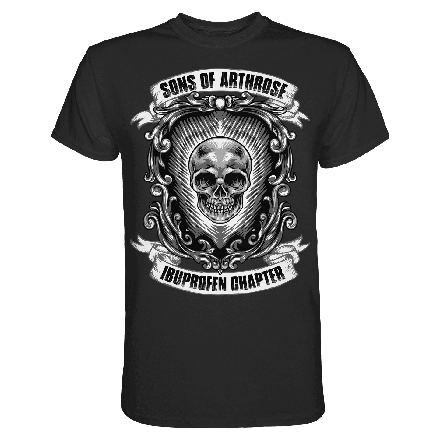 schwarzes Biker Shirt mit dem Spruch Sons of Arthrose Ibuprofen Chapter