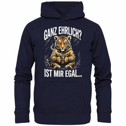 Blauer Hoodie mit sarkastischem Spruch Ganz ehrlich? Ist mir egal