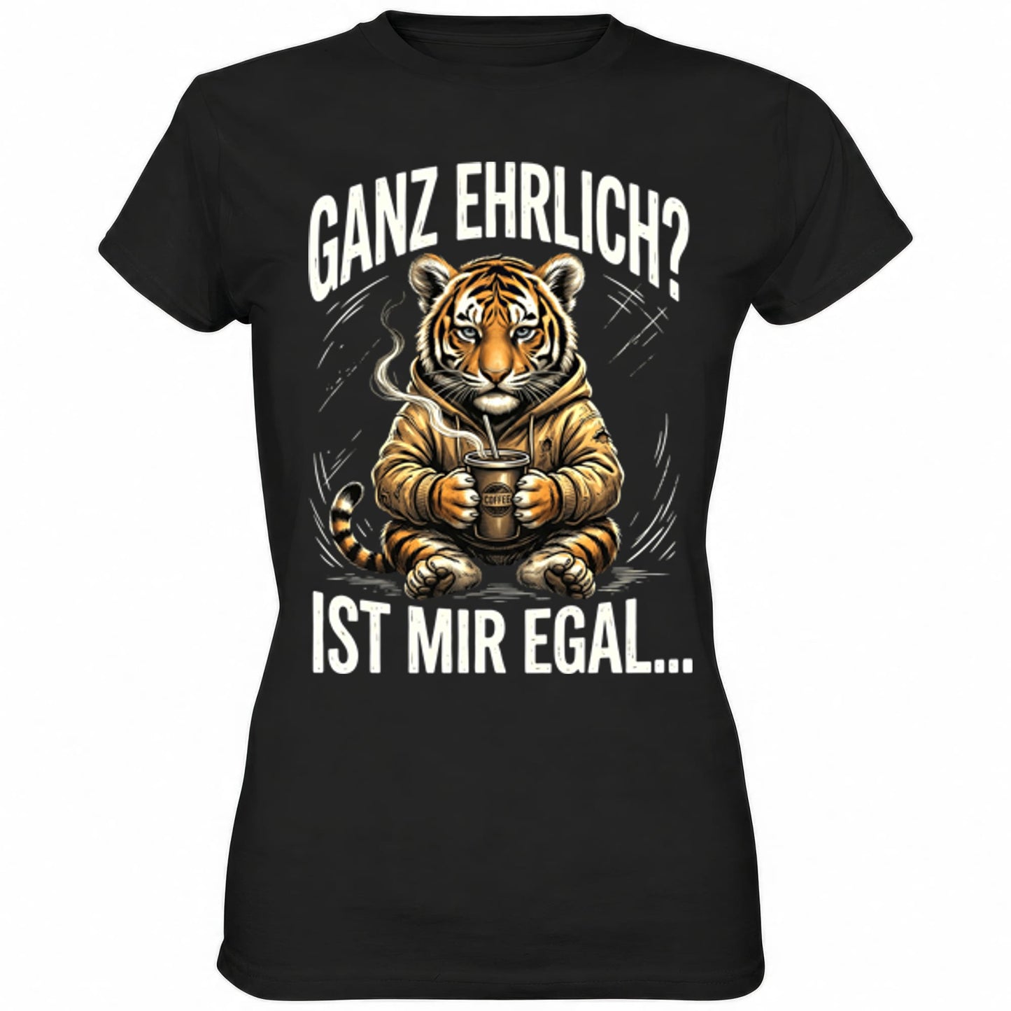 Schwarzes Ladies Shirt mit sarkastischem Spruch Ganz ehrlich? Ist mir egal