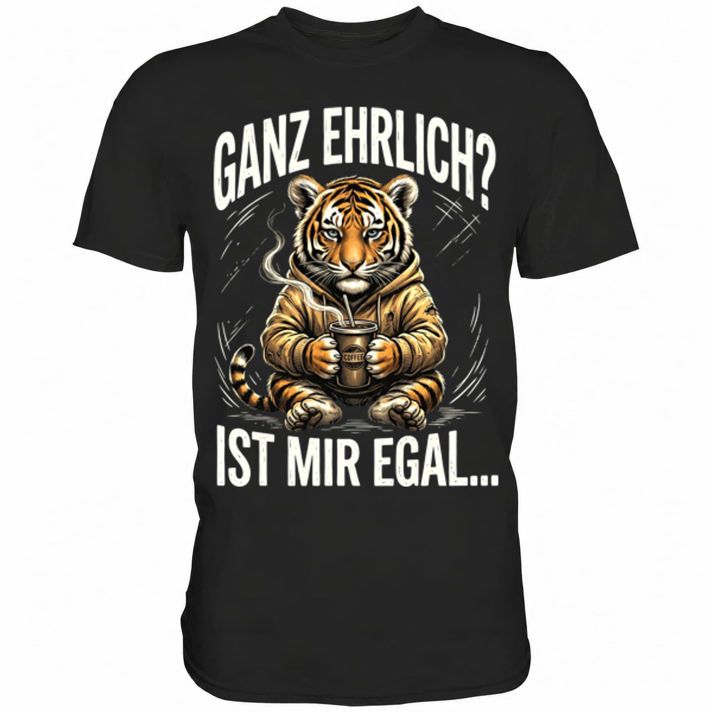 Schwarzes T-Shirt mit sarkastischem Spruch Ganz ehrlich? Ist mir egal