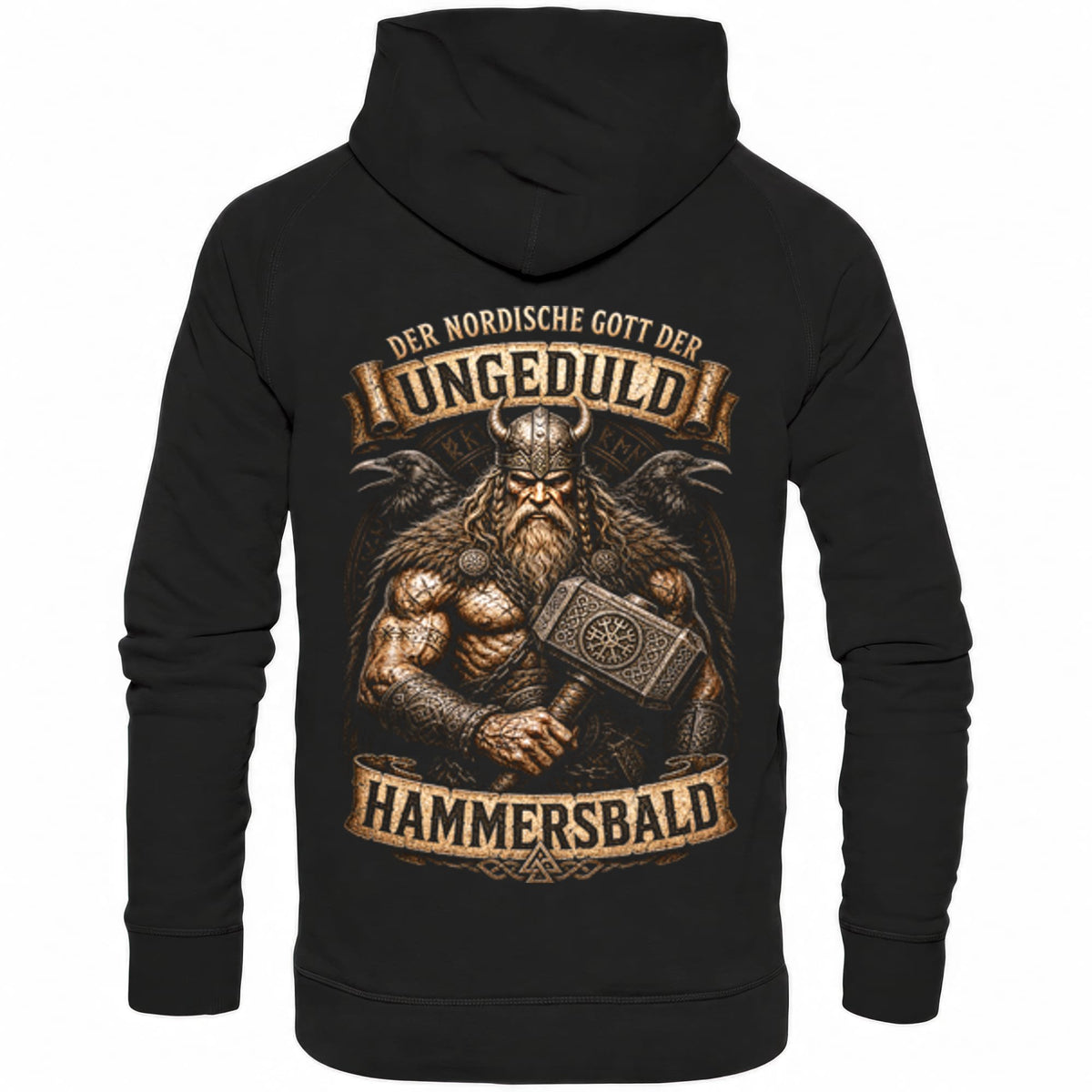 Schwarzer Hoodie mit sarkastischem Spruch Hammersbald II Rückansicht
