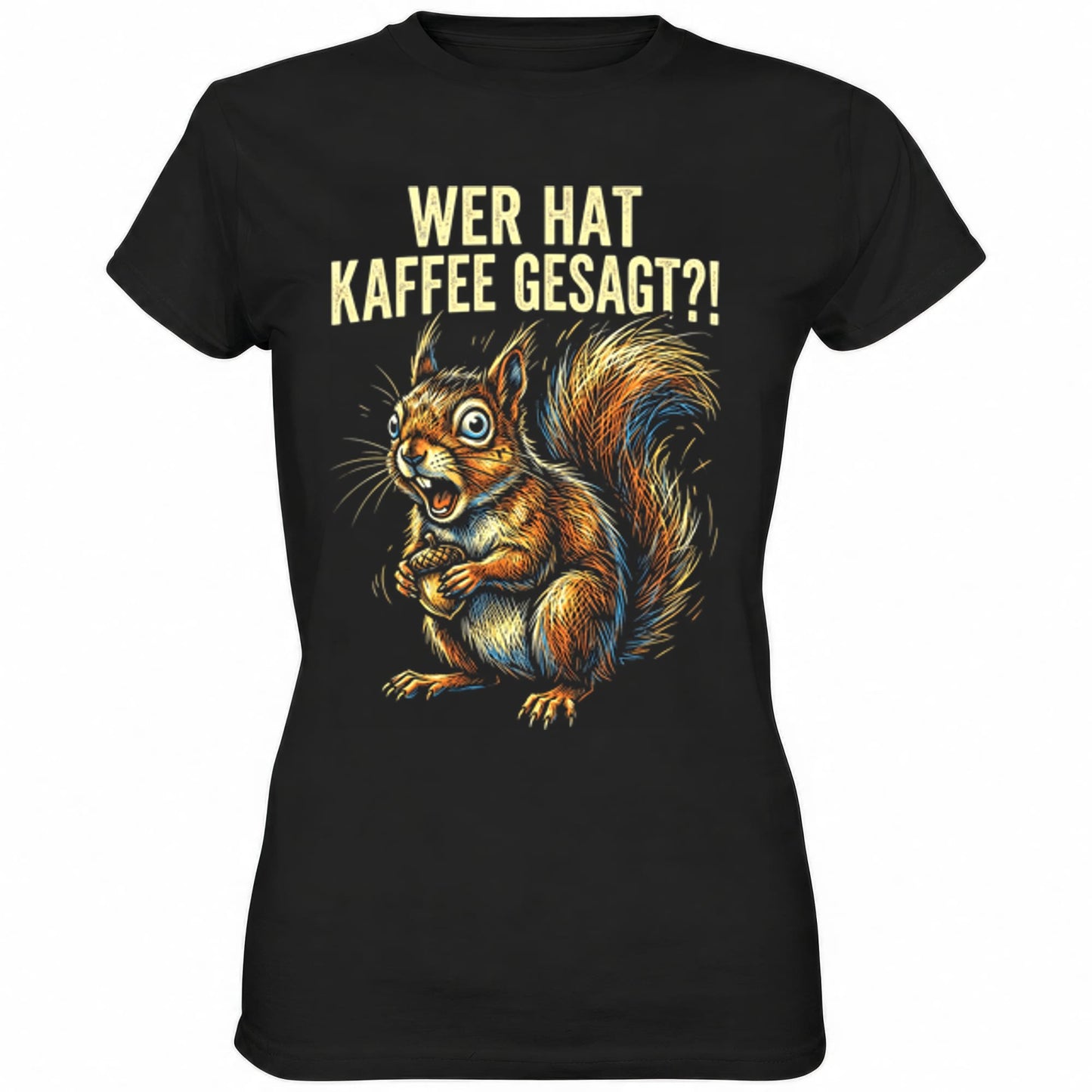 Schwarzes Ladies Shirt mit sarkastischem Spruch Hat wer Kaffee gesagt?