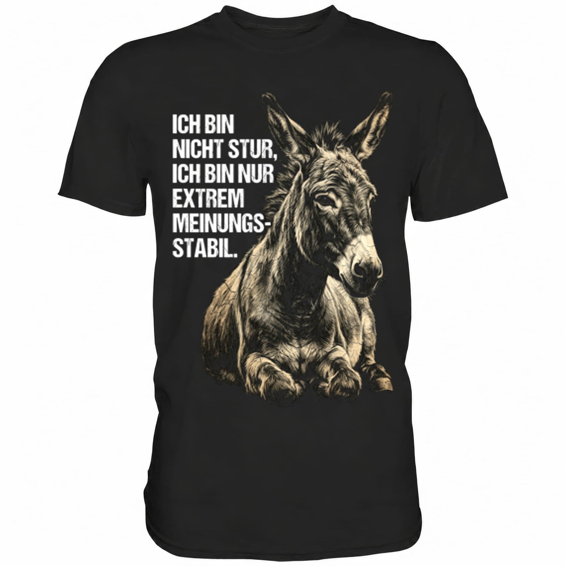 Schwarzes T-Shirt mit sarkastischem Spruch Ich bin nicht stur, nur extrem Meinungsstabil