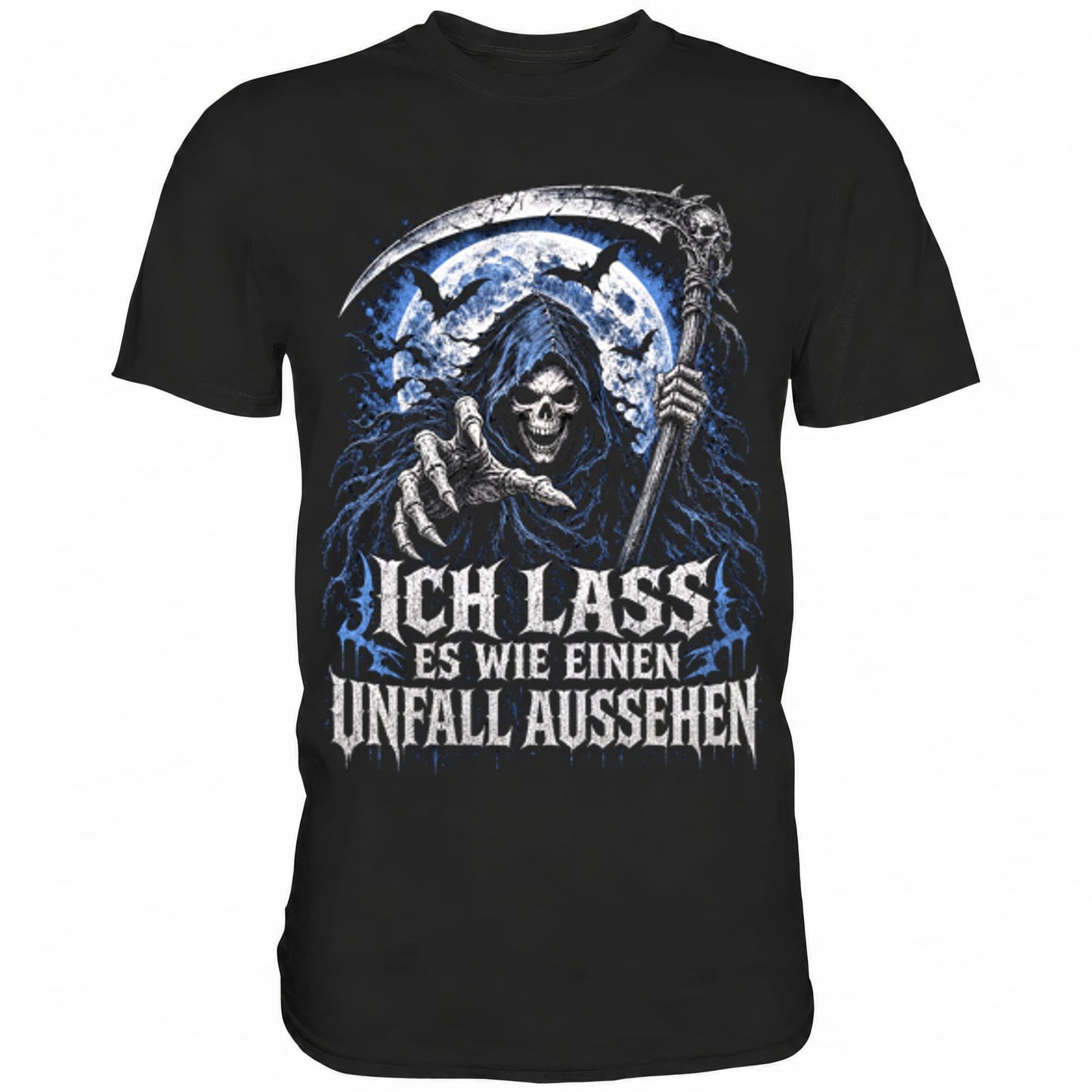 Schwarzes T-Shirt mit sarkastischem Spruch Ich lass es wie einen Unfall aussehen