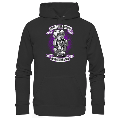 Schwarzer Hoodie mit sarkastischem Spruch Daughters of Arthrose Ibuprofen Chapter