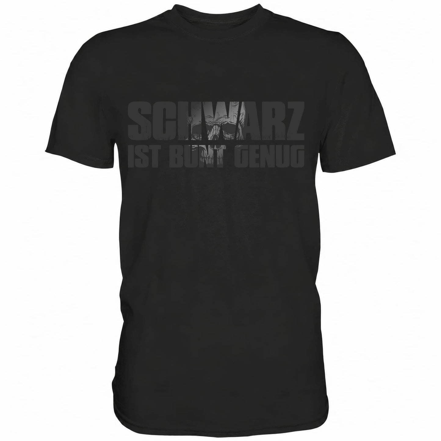 Schwarzes Shirt mit witzigem Totenkopf Spruch Schwarz ist bunt genug