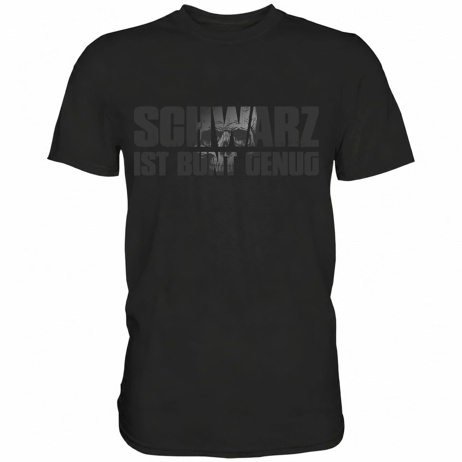 Schwarzes Shirt mit witzigem Totenkopf Spruch Schwarz ist bunt genug