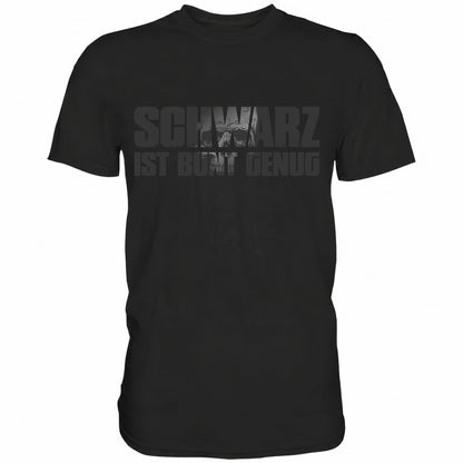 Schwarzes Shirt mit witzigem Totenkopf Spruch Schwarz ist bunt genug