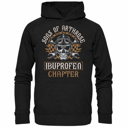 Schwarzer Hoodie mit dem Biker Spruch Sons of Arthrose Ibuprofen Chapter
