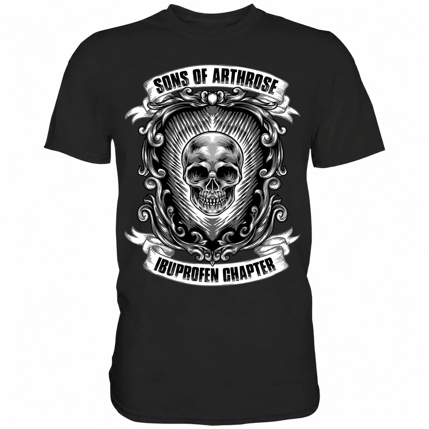 schwarzes Biker Shirt mit dem Spruch Sons of Arthrose Ibuprofen Chapter