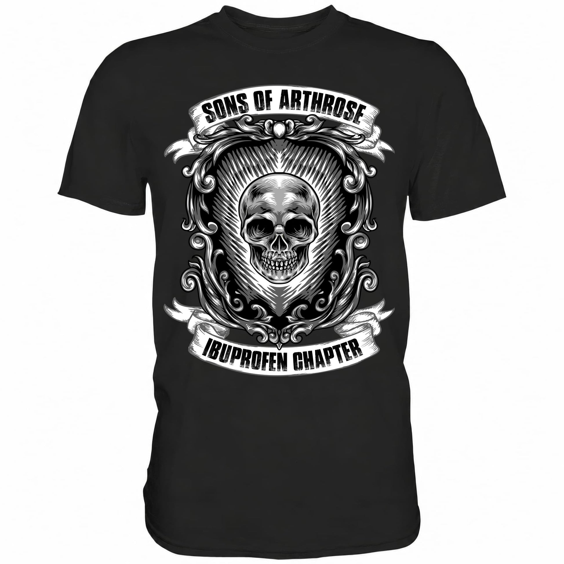 schwarzes Biker Shirt mit dem Spruch Sons of Arthrose Ibuprofen Chapter