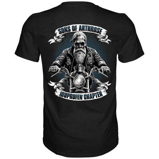 Schwarzes Shirt mit witzigem Spruch Sons of Arthrose - Ibuprofen Chapter